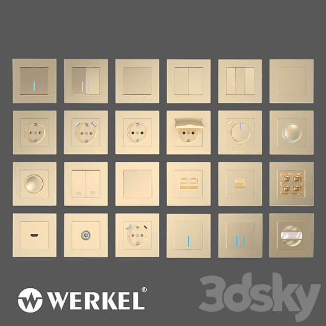 ОМ Sockets and switches Werkel champagne Miscellaneous 3D Models 3DSKY