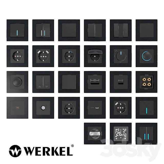 OM Sockets and switches Werkel black Miscellaneous 3D Models 3DSKY