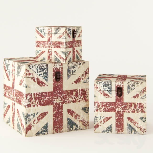 Other antique chests with drawing the British flag
