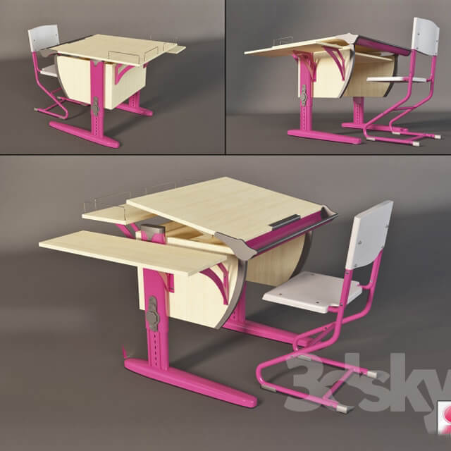 Table Chair PARTA DEMI D 14 02 with Chair Maple pink 