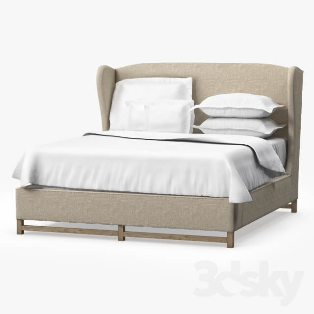 Bed Restoration Hardware FRENCH WING UPHOLSTERED BED WITHOUT FOOTBOARD