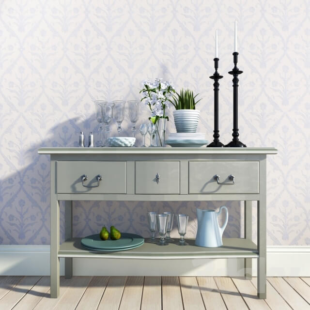 Sideboard Chest of drawer Table with decor