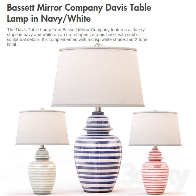 Bassett Mirror Company Davis Table Lamp in NavyWhite