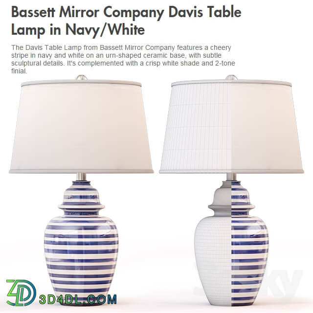 Bassett Mirror Company Davis Table Lamp in NavyWhite