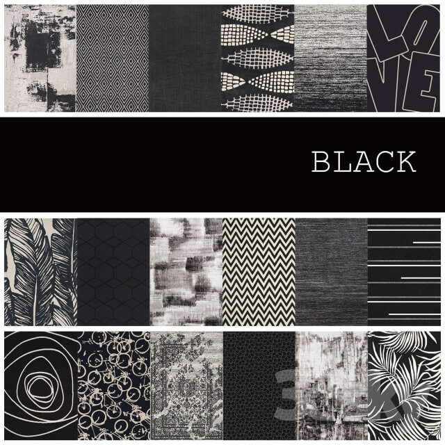 18 carpets in the color BLACK