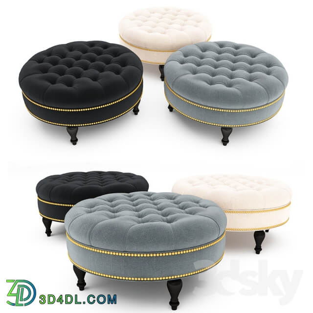 Palfrey Linen Modern Tufted Ottoman