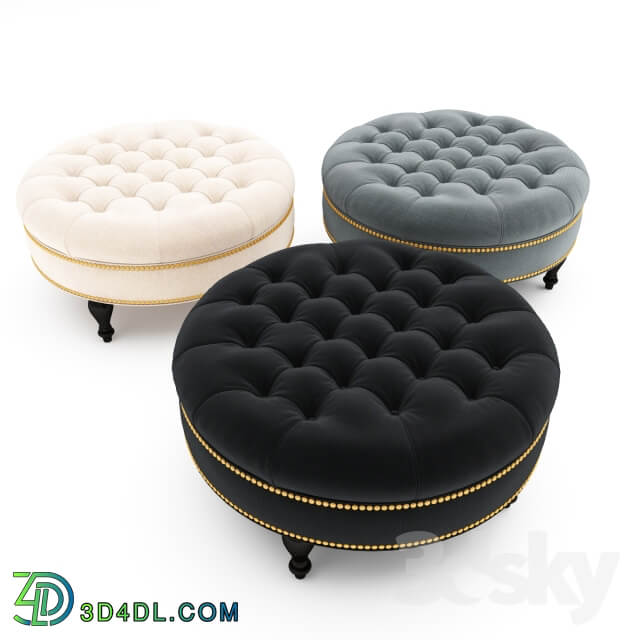 Palfrey Linen Modern Tufted Ottoman