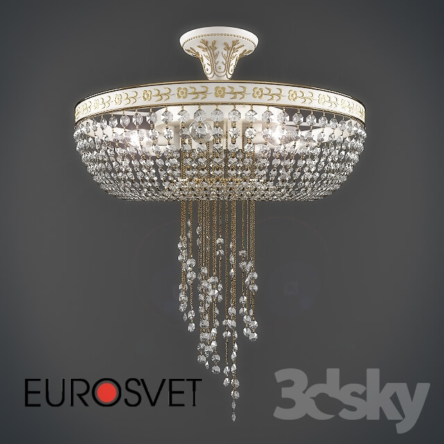 EUROSVET Crystal Chandelier 3647 6 white gold transparent crystal Strotskis