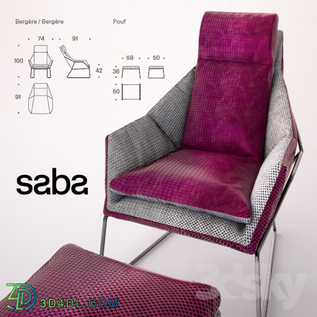 New York Bergere by Saba Italia Armchair and Pouf