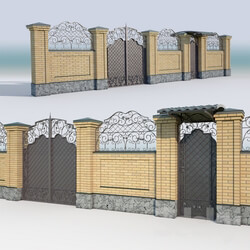 Other architectural elements Brick fence forging gate 