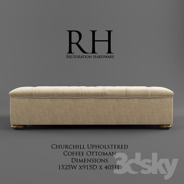 Restoration Hardware Churchill Upholstered Coffee Ottoman