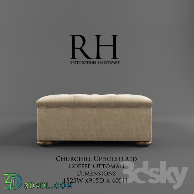 Restoration Hardware Churchill Upholstered Coffee Ottoman