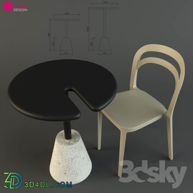 Table Chair Alma Design. Set Up and Julie