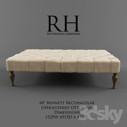 Restoration Hardware 60 quot Bennett Rectangular Upholstered Ottoman 