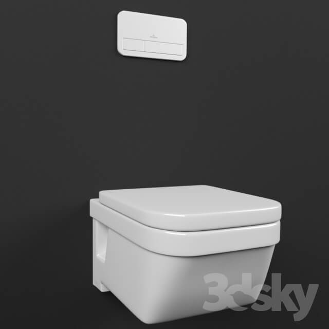 The toilet and the flush button Villeroy amp Boch