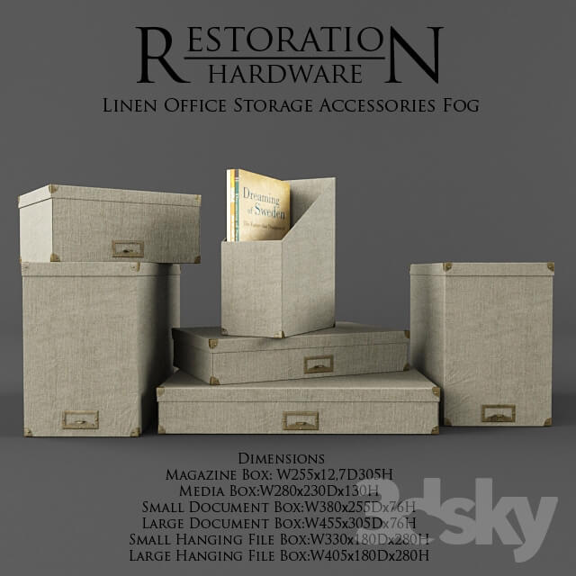 Restoration Hardware Linen Office Storage Accessories Fog