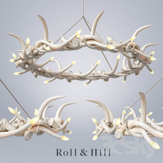 Roll amp Hill Chandelier 27 Antler Ring Pendant light 3D Models