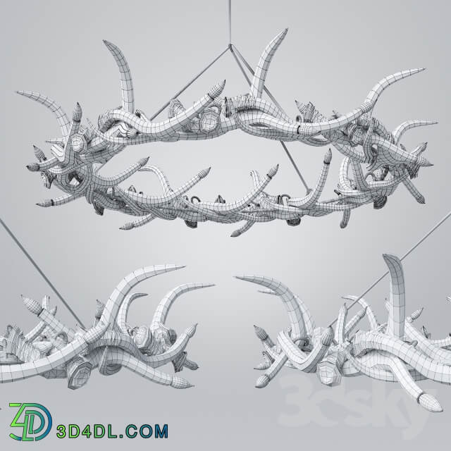 Roll amp Hill Chandelier 27 Antler Ring Pendant light 3D Models