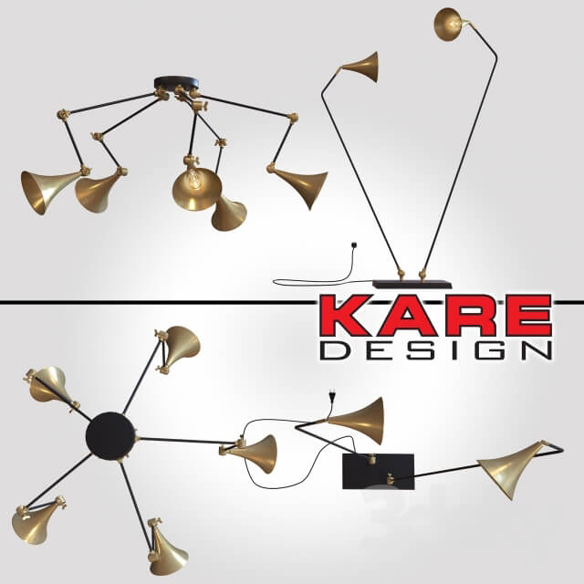 Pendant Lamp Trumpet Brass Spider 5 lite Pendant light 3D Models