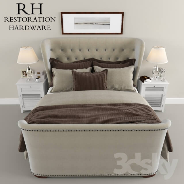 Bed Restoration Hardware Sleigh Churchill Fabric bed