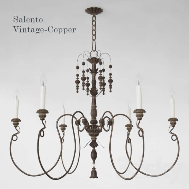 Lamp Salento Vintage Copper Six Light Chandelier