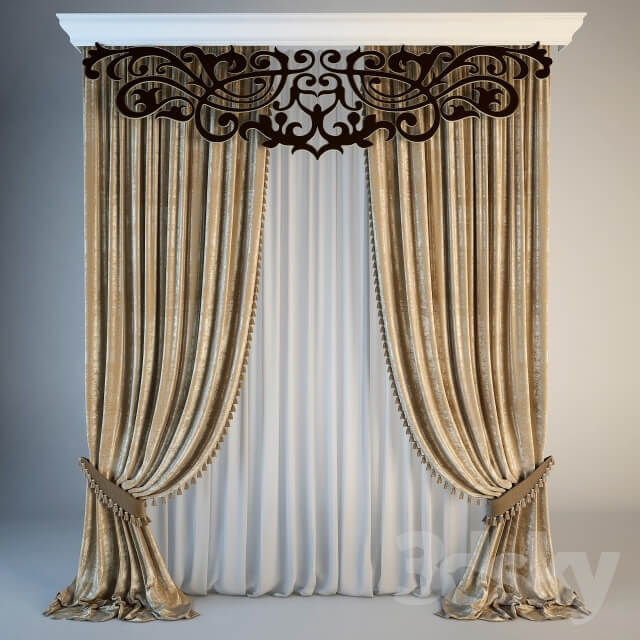 Classical curtain with openwork bando