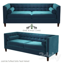 Jodi 84 Tufted Sofa Teal Velvet 