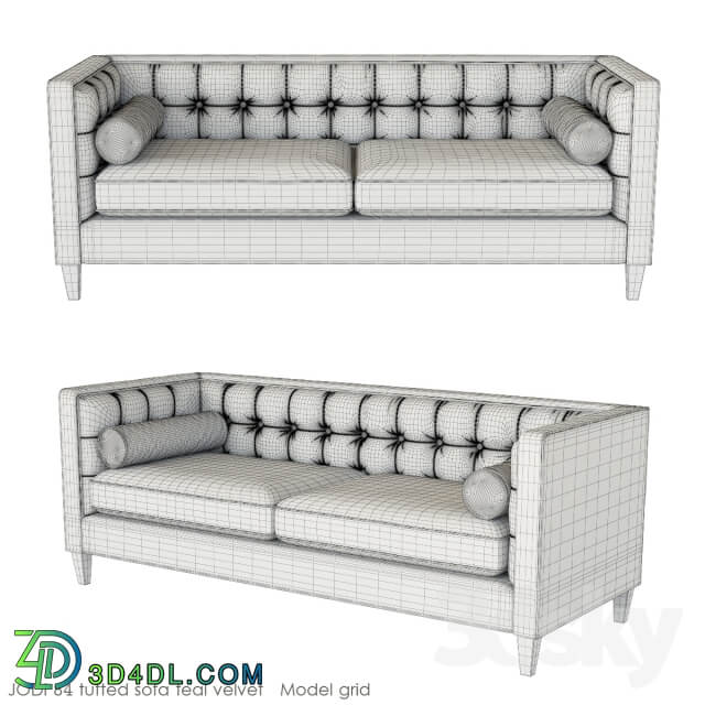 Jodi 84 Tufted Sofa Teal Velvet