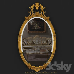 Oval Mirror with Gold Crest 
