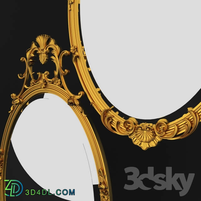 Oval Mirror with Gold Crest