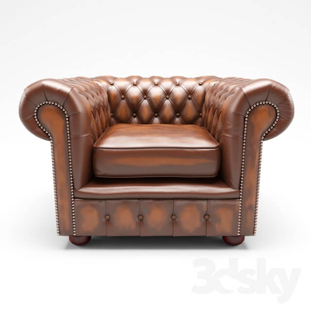 Chesterfield London Low Back Club ArmChair Antique Brown Leather