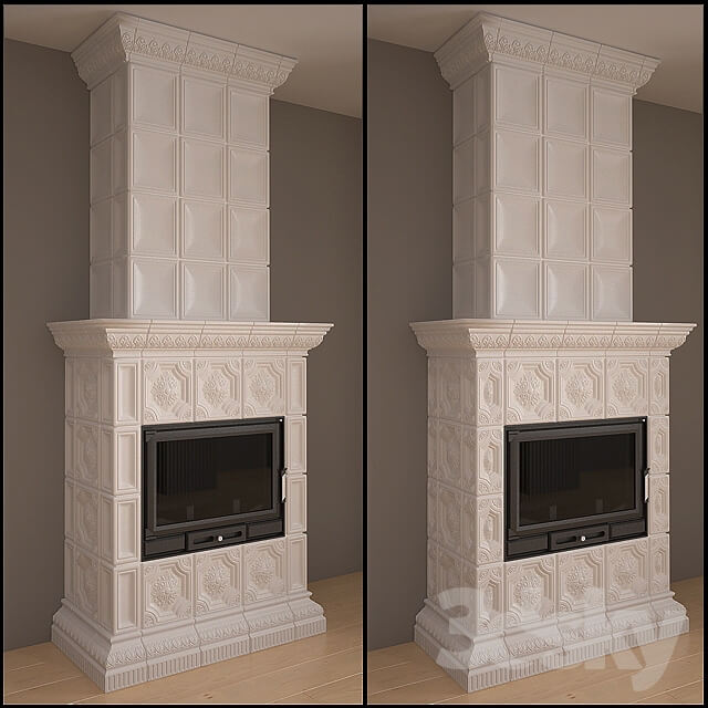 Oven fireplace with tiles