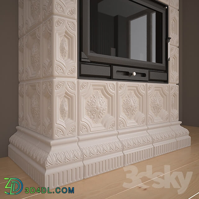 Oven fireplace with tiles