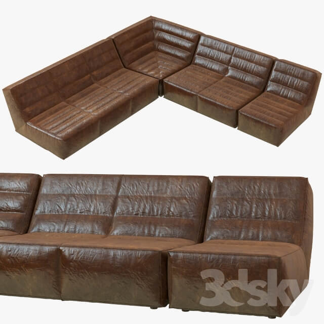 Restoration Hardware Chelsea Leather Square Corner Sectional