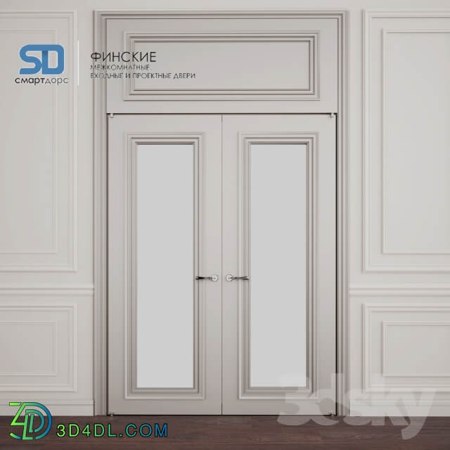 Finnish doors with glass with wall decor