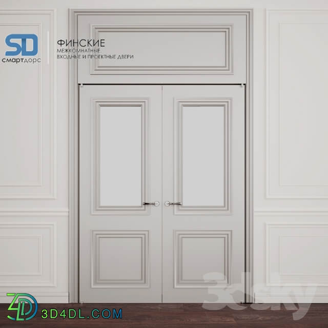 Finnish doors with glass with wall decor