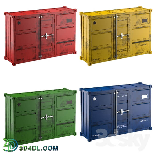 Sideboard Chest of drawer CARLINGUE Sea Container 4 colors