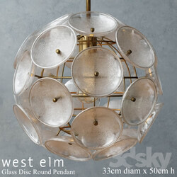 West elm Glass Disc Round Pendant Pendant light 3D Models 