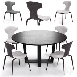 Table Chair Poltrona Frau Montera Stool and Bolero round table 