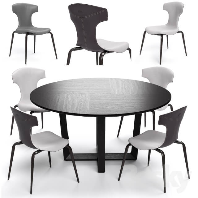 Table Chair Poltrona Frau Montera Stool and Bolero round table