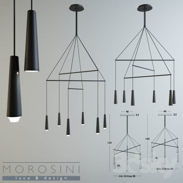 Lamps Morosini Mikado LA 6 Pendant light 3D Models