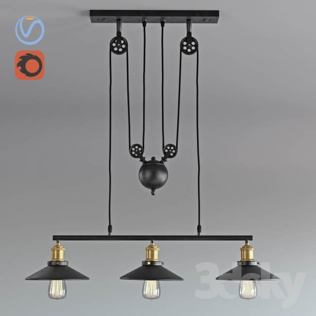 Vintage Loft Industrial LED American Country pulley pendant light