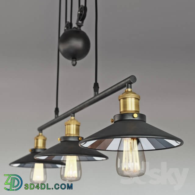 Vintage Loft Industrial LED American Country pulley pendant light