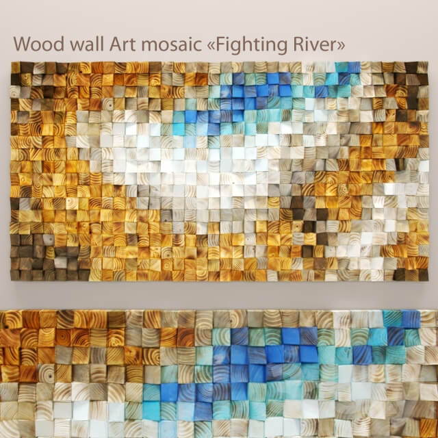 Other decorative objects Wood wall Art mosaic quot Fighting River quot 