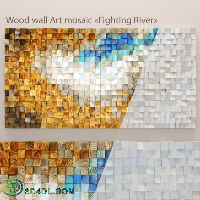 Other decorative objects Wood wall Art mosaic quot Fighting River quot 