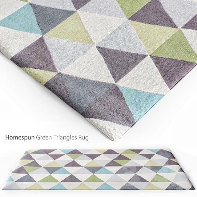 Homespun Green Triangles Rug