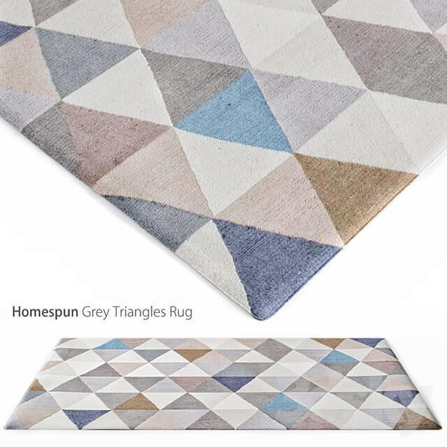 Homespun Grey Triangles Rug