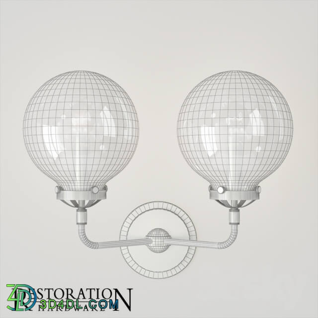 RH BISTRO GLOBE CLEAR GLASS DOUBLE SCONCE