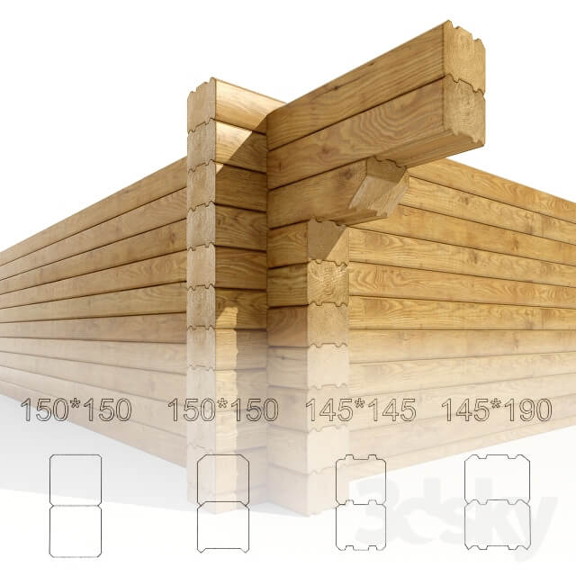 Timber for wood houses 3D Models