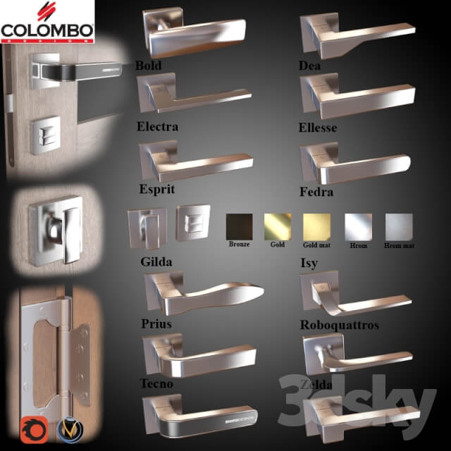 Door knobs 12 pcs. 5 colors Colombo part 2 